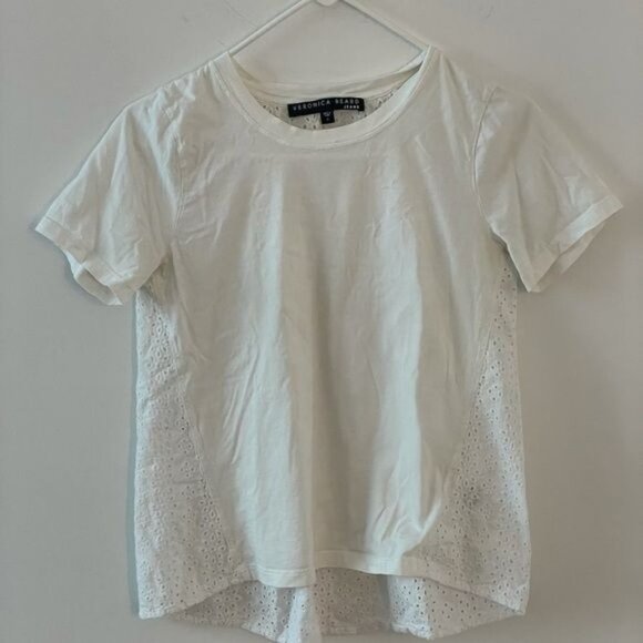 VERONICA BEARD Womens White Mauna Eyelet Short Sleeve Crew Neck Tee SMALL - Picture 11 of 11